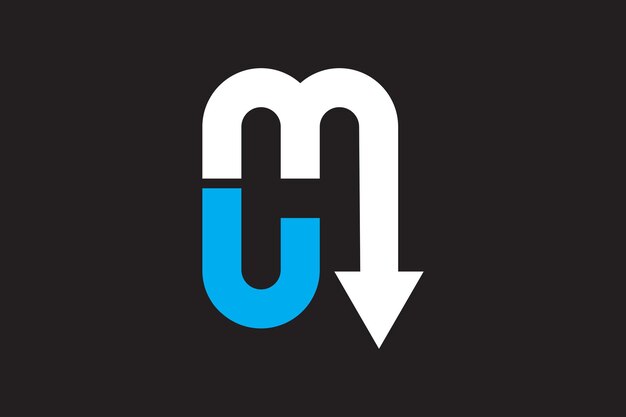 Diseño de logotipo de flecha uhm de letra mínima