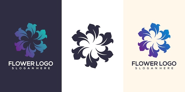 Diseño de logotipo de flor abstracta