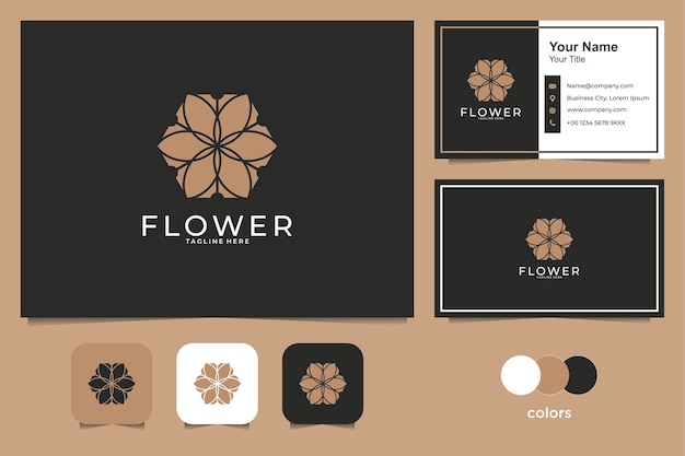 Diseño de logotipo de flor de belleza y tarjeta de visita.