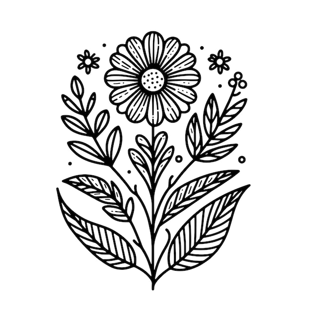 Vector diseño de logotipo de flor en blanco y negro