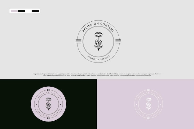 Diseño del logotipo de la flor con brote de rosa en estilo clásico retró minimalista dibujado a mano