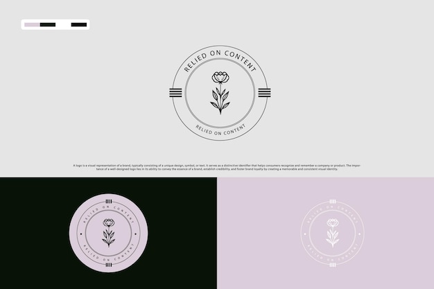 Vector diseño del logotipo de la flor con brote de rosa en estilo clásico retró minimalista dibujado a mano