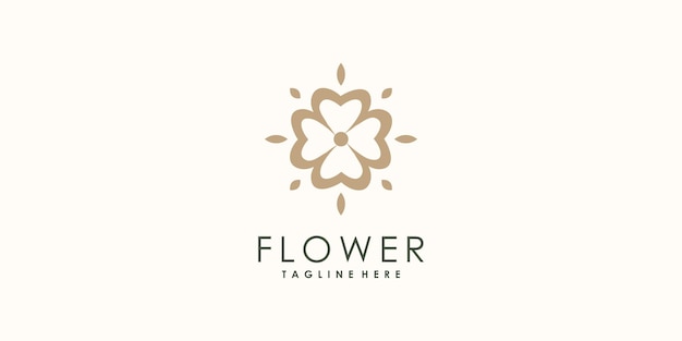 Diseño de logotipo de flor con concepto creativo vector premium