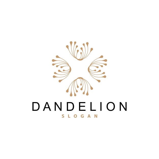 Diseño Logotipo Flor Diente León Plantilla Símbolo Minimalista Vectorial Simple