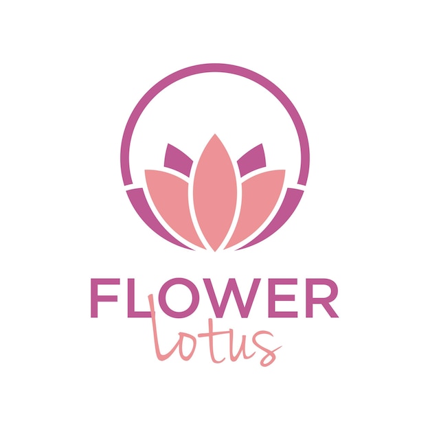 Diseño de logotipo de flor de loto de belleza circular para mujeres spa cosméticos y cuidados naturales