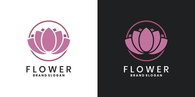 Diseño del logotipo de la flor de loto en estilo de emblema de círculo para la belleza