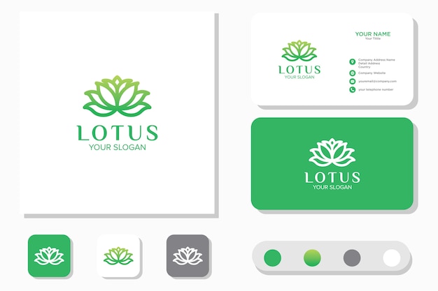 Diseño de logotipo de flor de loto. icono y tarjeta de visita