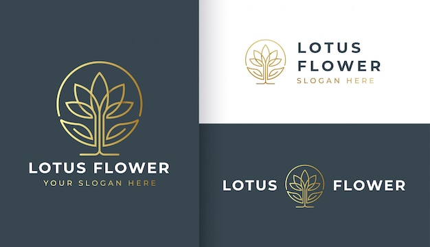 Diseño de logotipo de flor de loto monoline