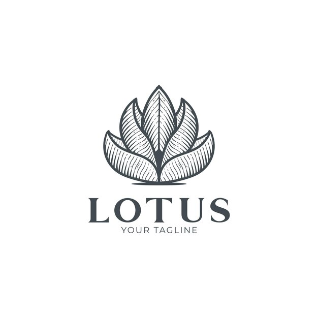 diseño de logotipo de flor de loto retro vintage