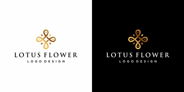 Diseño de logotipo de flor de loto simplista en color dorado lujoso