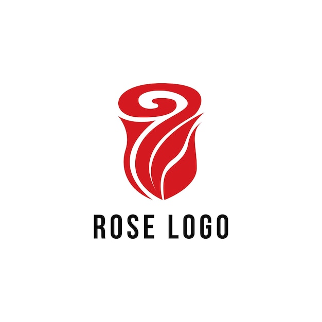 Diseño del logotipo de la flor de rosa roja