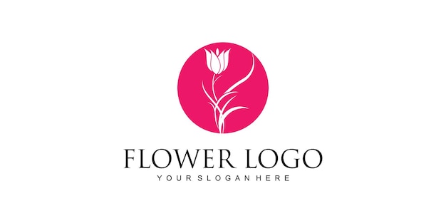 Diseño de logotipo de flor simple con concepto moderno de vector premium