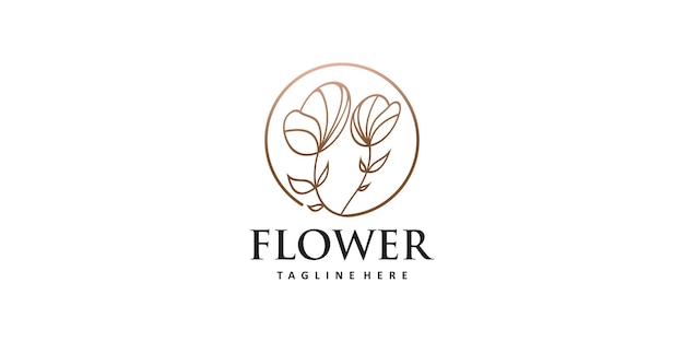 Diseño de logotipo de flor simple y único Vector Premium