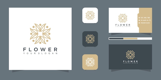 Diseño de logotipo de flor y tarjeta de visita.