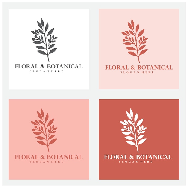 diseño de logotipo floral y botánico con archivo vectorial editable