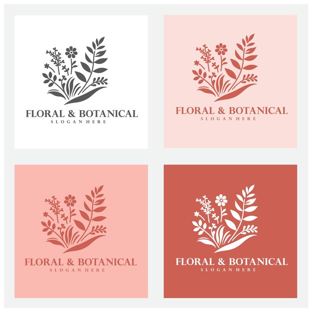diseño de logotipo floral y botánico con archivo vectorial editable