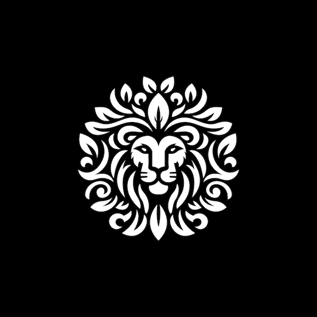 Diseño del logotipo floral de la cabeza de león Ilustración del icono vectorial