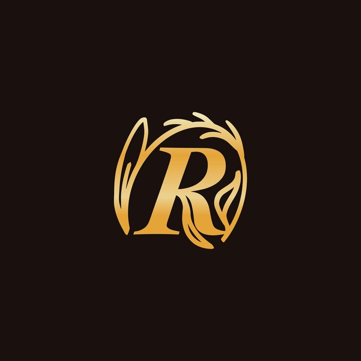 Vector diseño de logotipo floral dorado con enlace de letra r