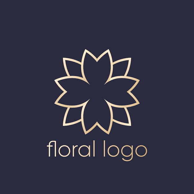Diseño de logotipo floral, dorado sobre oscuro