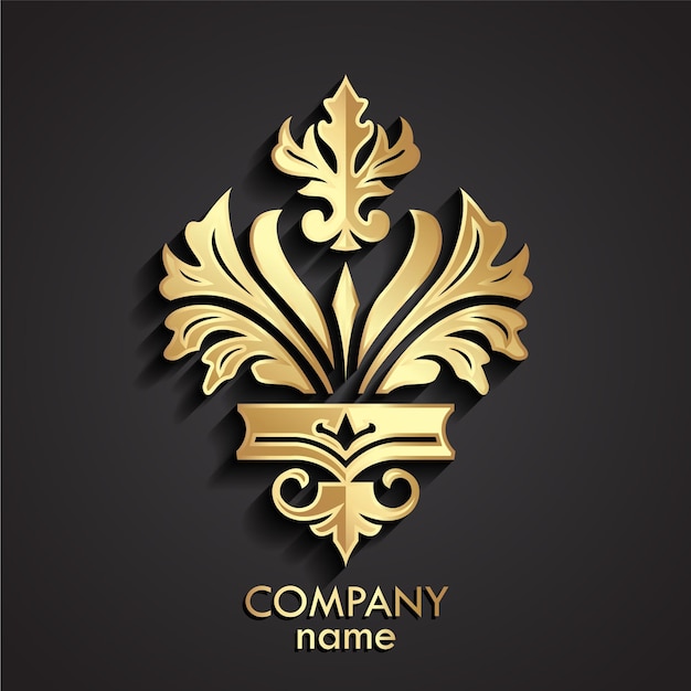 Diseño del logotipo floral real en oro 3D