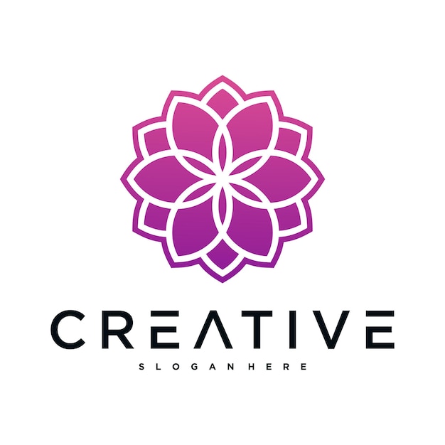 Diseño de logotipo de flores abstractas de lujo Premium Vector
