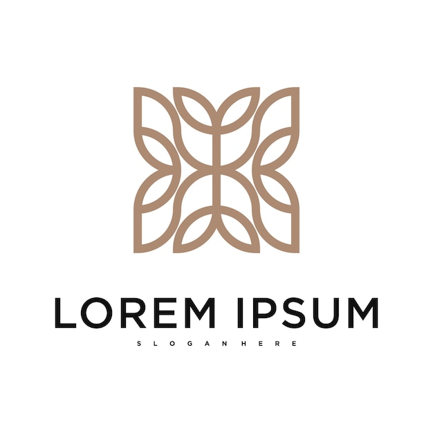 Diseño de logotipo de flores abstractas de lujo Premium Vector