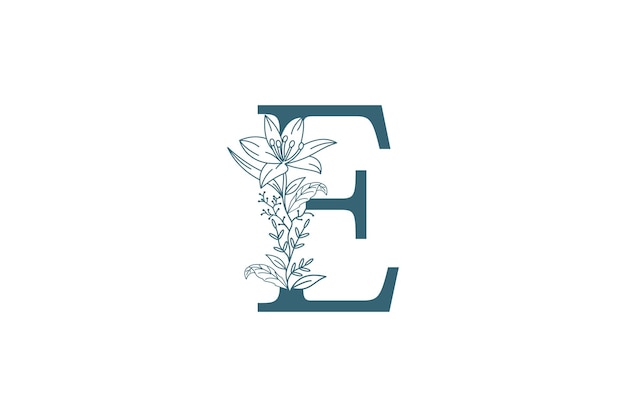 diseño de logotipo de flores y botánicos con la letra e concepto de logotipo