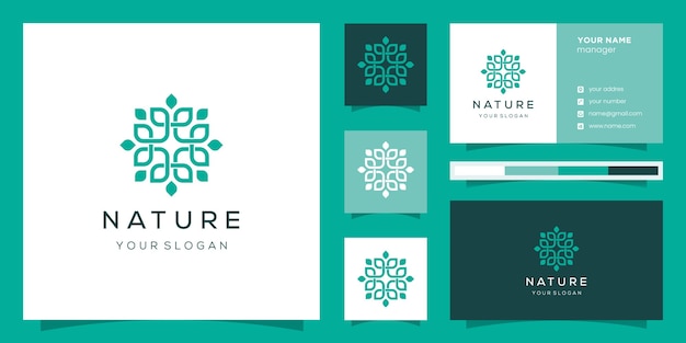 Vector diseño de logotipo de flores con estilo de arte lineal. los logotipos se pueden utilizar para spa, salón de belleza, decoración, boutique. y tarjeta de visita