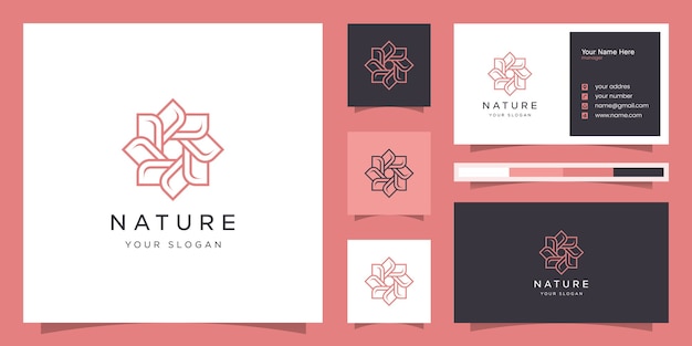 Diseño de logotipo de flores con estilo de arte lineal.Los logotipos se pueden utilizar para spa, salón de belleza, decoración, boutique.