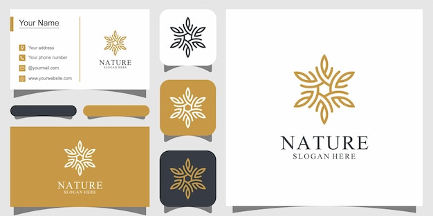 El diseño del logotipo de flores con logotipos de estilo de arte lineal se puede utilizar para boutiques de decoración de salones de belleza y tarjetas de visita.