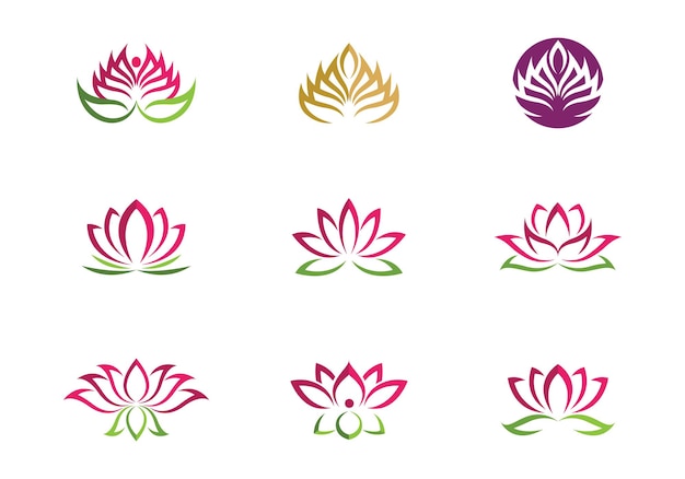 Diseño de logotipo de flores de loto de Beauty Vector Icono de la plantilla