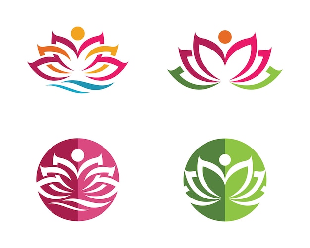 Diseño de logotipo de flores de loto de Beauty Vector Icono de la plantilla