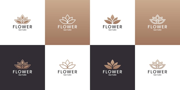 Diseño de logotipo de flores de lujo con color dorado.