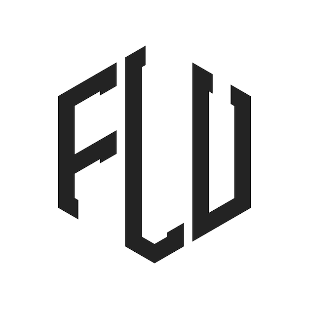 Diseño del logotipo FLU Letra inicial FLU Monograma Logotipo con forma de hexágono