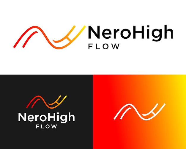Diseño del logotipo del flujo del monograma de la letra NH