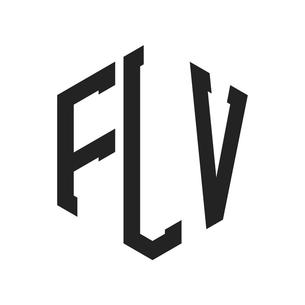 Diseño del logotipo FLV Letra inicial FLV Monograma Logotipo con forma de hexágono