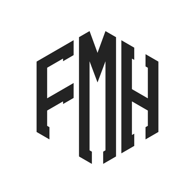 Diseño del logotipo de FMH Letra inicial Monograma de FMH Logotipo con forma de hexágono