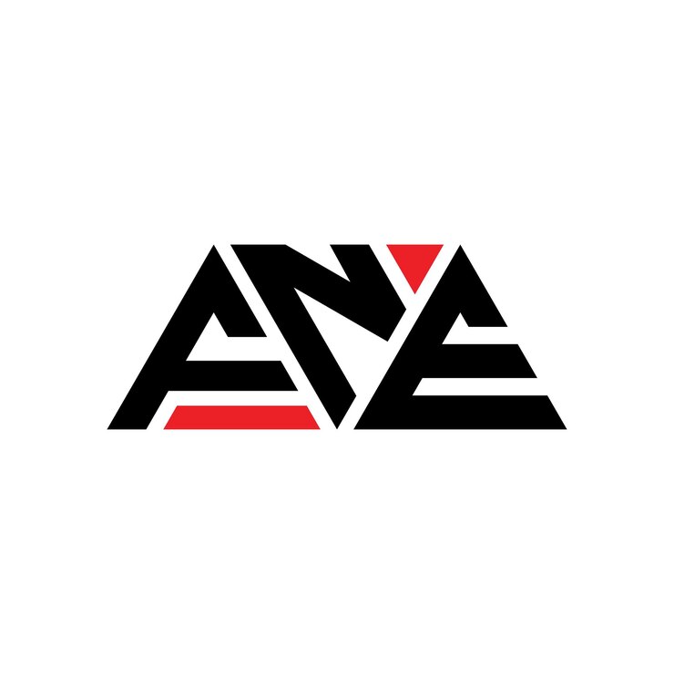 Vector diseño del logotipo de la fne con letras triangulares en forma de triángulo diseño del monograma del logotipo del fne con triángulo vectorial en color rojo logotipo triangular de fne simple elegante y lujoso logotipo de fne