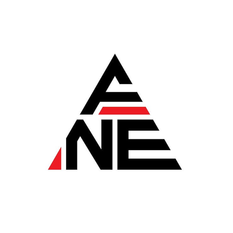 Vector diseño del logotipo de la fne con letras triangulares en forma de triángulo fne diseño del logotipo triangular con monograma fne triángulo vectorial plantilla del logotipo con color rojo fne logotipo triangular simple elegante y lujoso logotipo