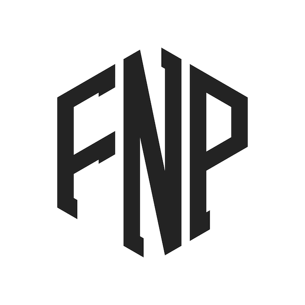 Diseño del logotipo FNP Letra inicial FNP Monograma Logotipo con forma de hexágono
