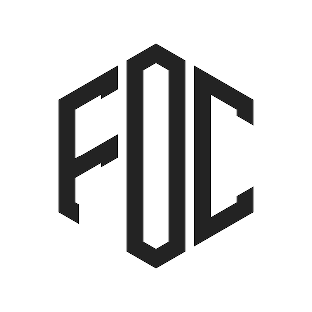 Diseño del logotipo FOC Letra inicial FOC Monograma Logotipo con forma de hexágono