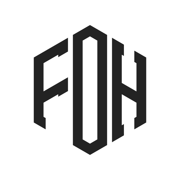 Diseño del logotipo FOH Letra inicial FOH Monograma Logotipo con forma de hexágono