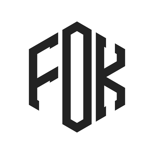 Diseño del logotipo FOK Letra inicial FOK Monograma Logotipo con forma de hexágono