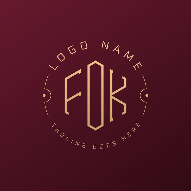 Diseño de logotipo FOK de lujo Letra elegante FOK Monograma Logotipo minimalista Poligono FOK Template de diseño de logotipo