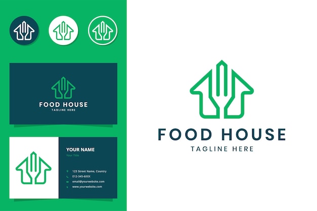 Diseño de logotipo de food house line art