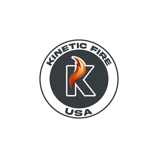 Diseño del logotipo de la forma del círculo de fuego cinético de la llama dinámica