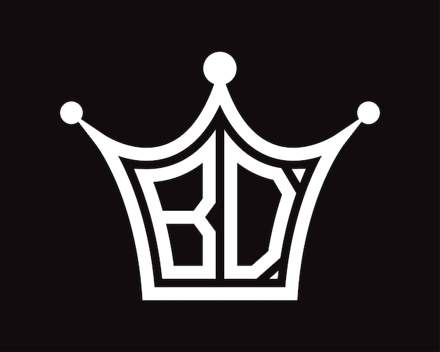 El diseño del logotipo en forma de corona, letra BD, arte vectorial