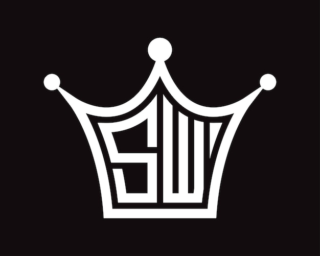 Diseño del logotipo en forma de corona SW arte vectorial