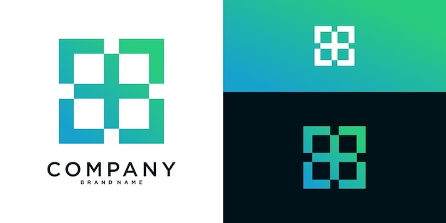 Diseño de logotipo de forma cuadrada con concapt creativo para la compañía Premium Vector
