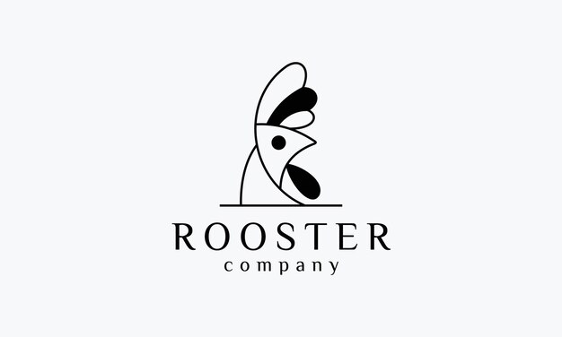 Diseño de logotipo de forma de estilo de línea de gallo